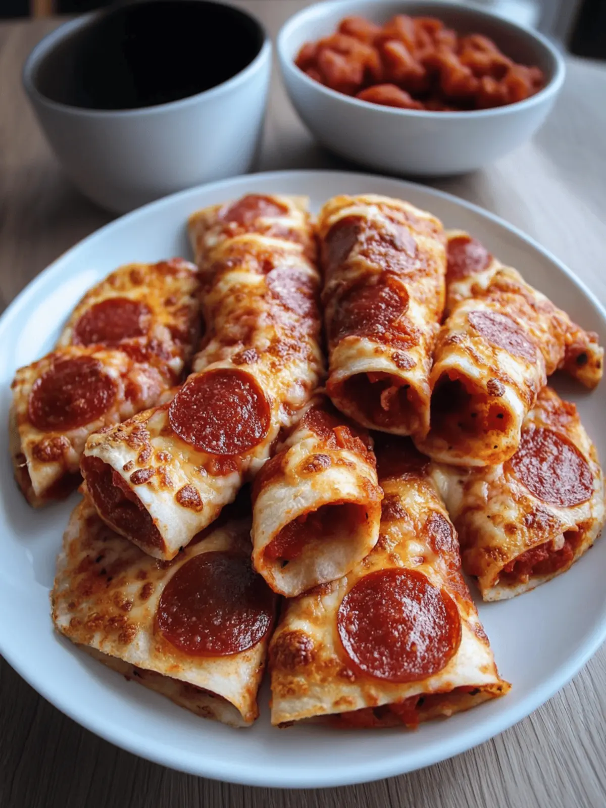 Käse-Pepperoni-Pizza-Röllchen