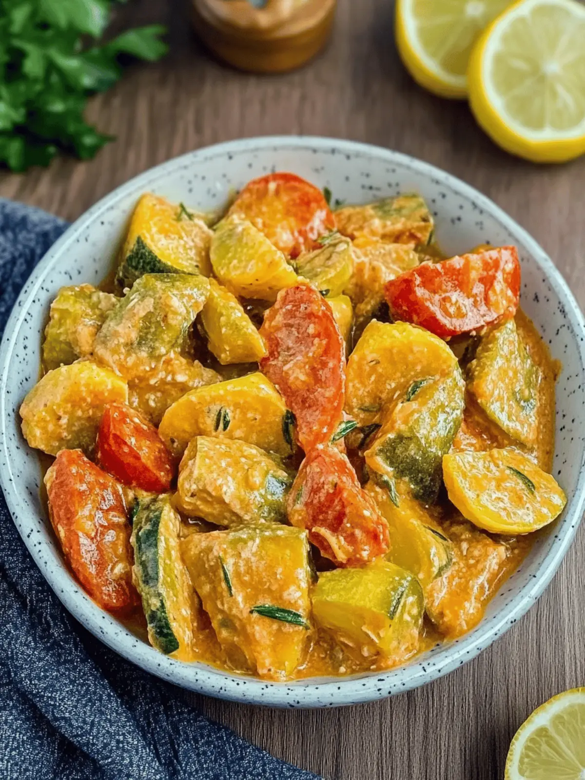 Creamy dumpling pan with zucchini and tomatoes