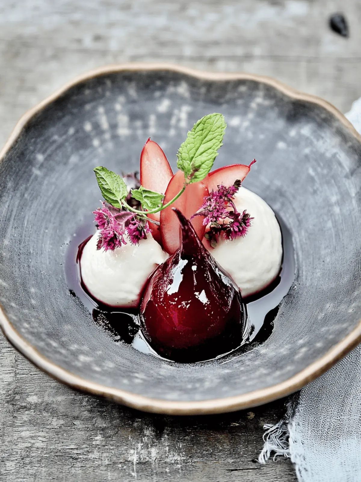 Birnen in Rotwein mit Vanilleeis verführt 3 Pear in red wine with vanilla ice cream