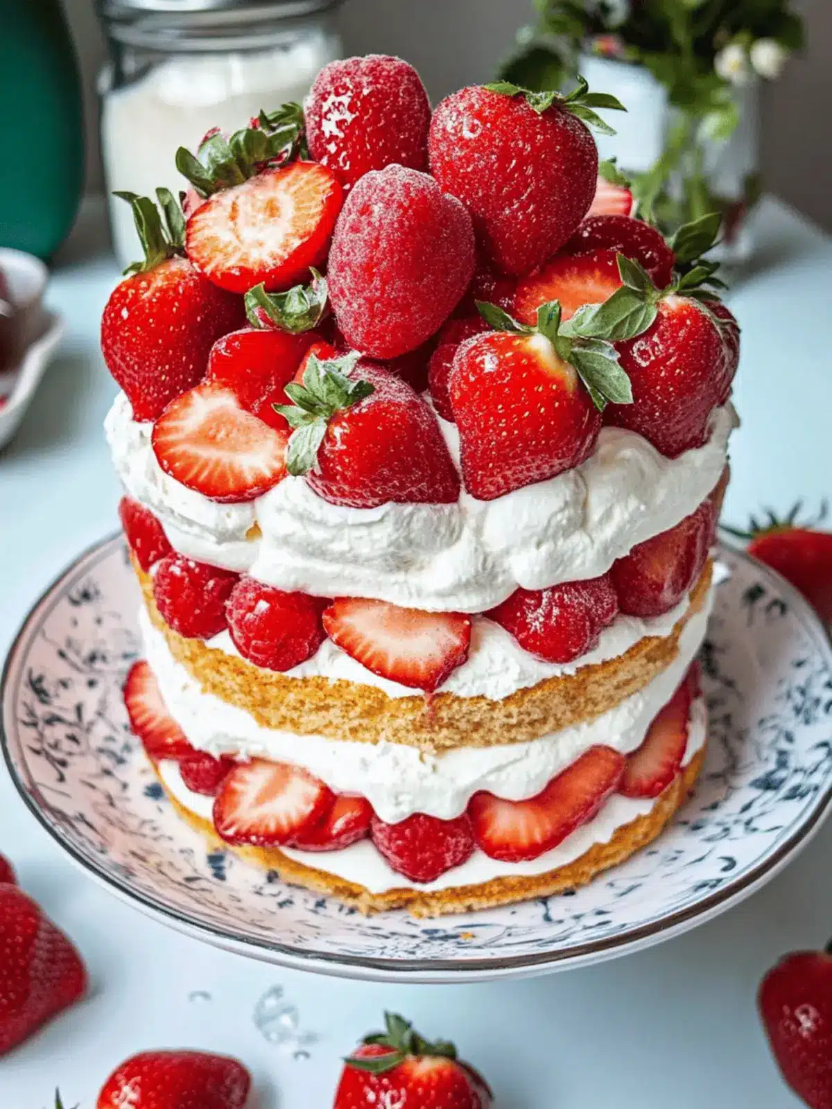 Erdbeertorte mit fluffigen Biscuits selbstgemacht 2 Erdbeertorte