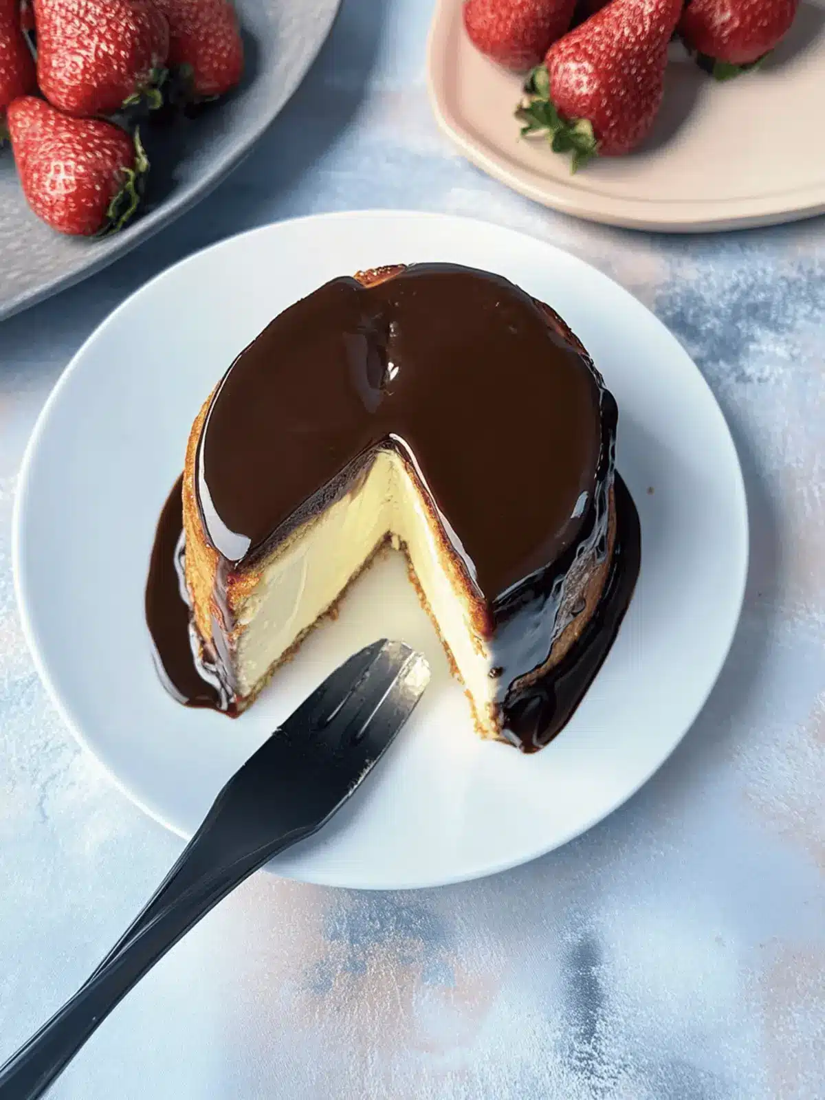 San Sebastian Käsekuchen mit Schokosauce