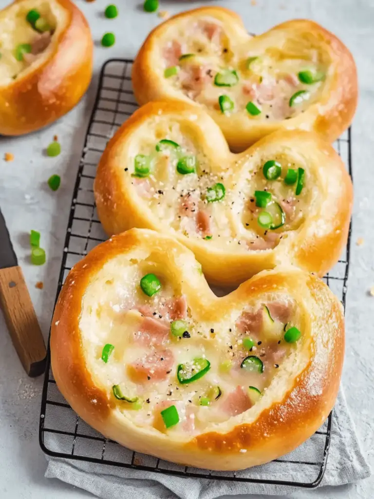 Überbackene Brezeln mit Schinken und Käse