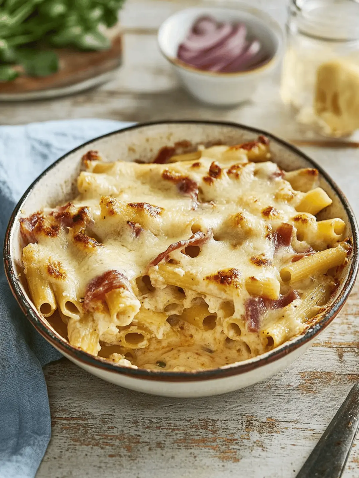Nudelauflauf mit Schinken und Käse