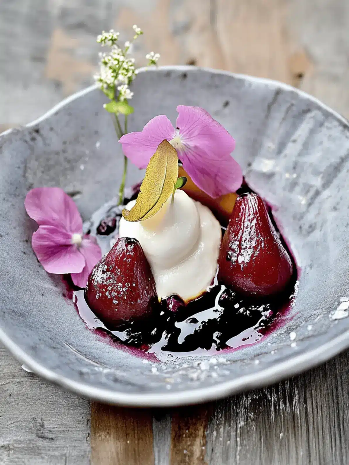 Birnen in Rotwein mit Vanilleeis verführt 5 Pear in red wine with vanilla ice cream