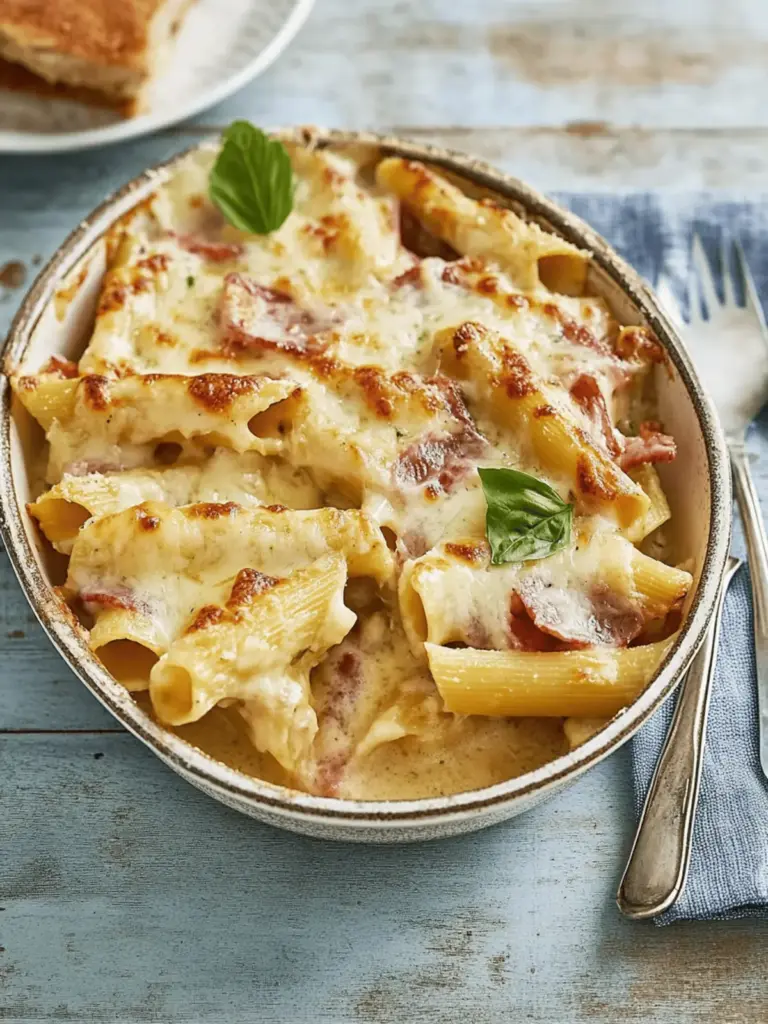 Nudelauflauf mit Schinken und Käse