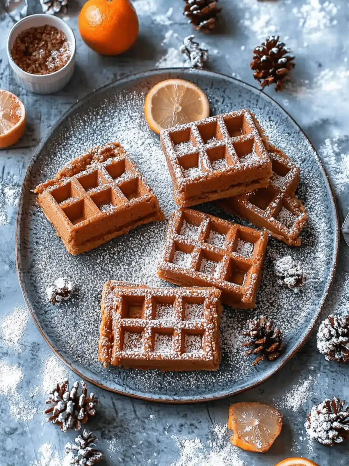 Lebkuchenwaffeln mit Puderzucker