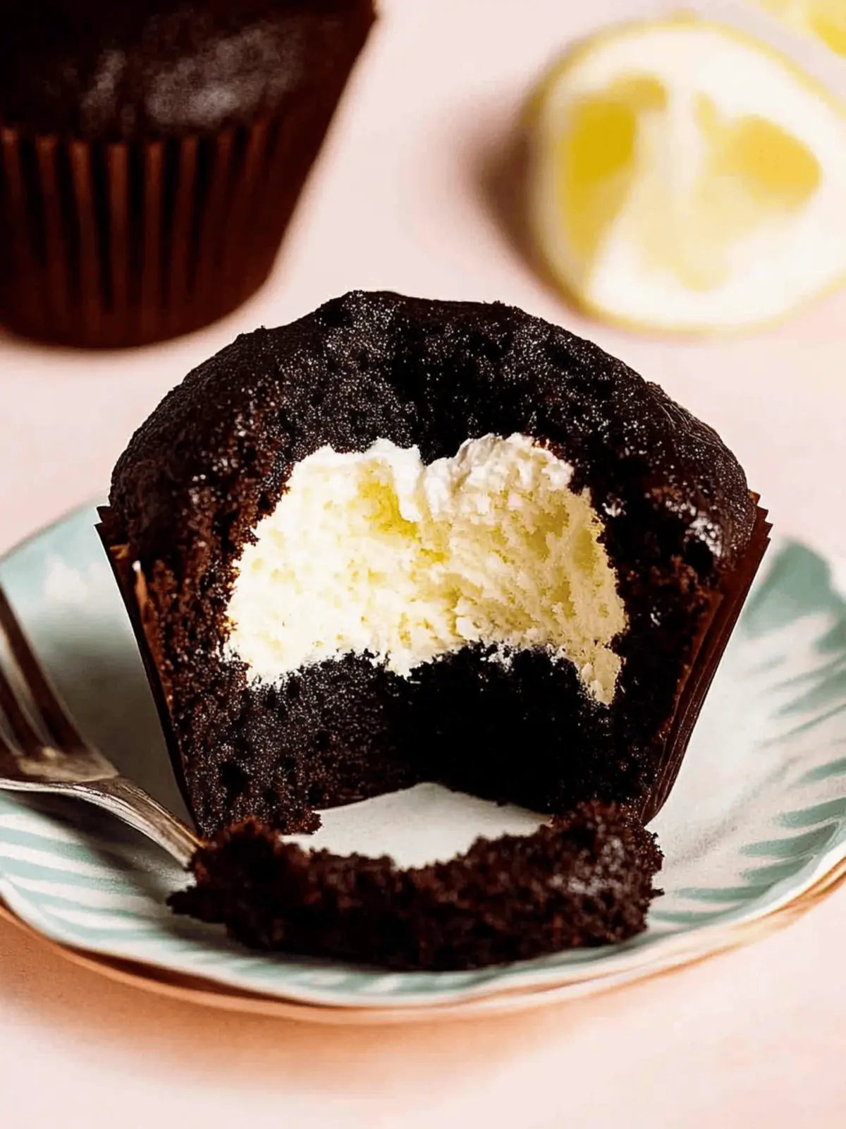 Schokoladen-Cupcakes mit Schlagsahne-Füllung 2 Schokoladen-Cupcakes mit Schlagsahne-Füllung und Schokoladenganache-Frosting