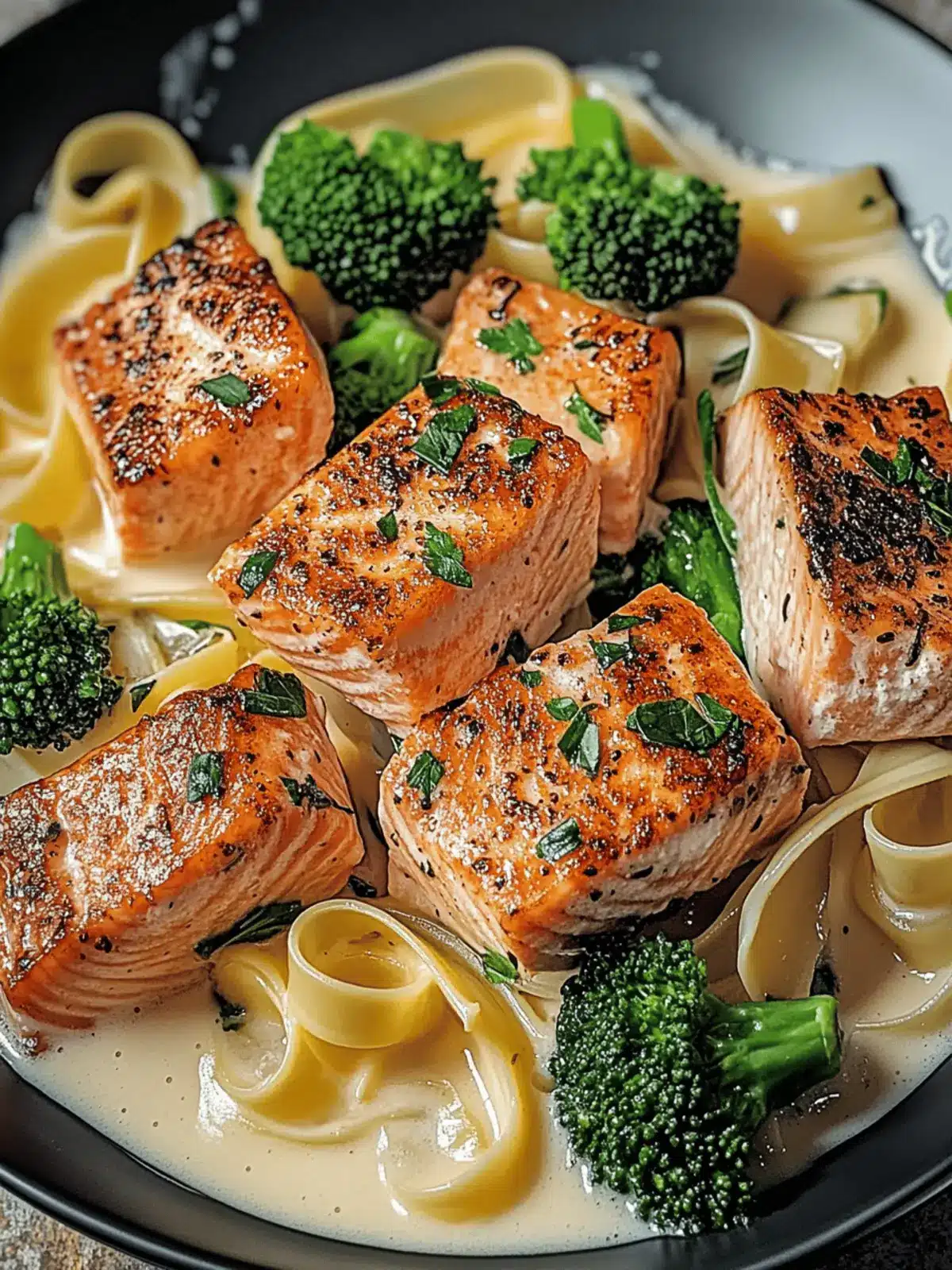 Gebratener Lachs und Brokkoli Alfredo für Gourmets 4 Gebratener Lachs und Brokkoli Alfredo