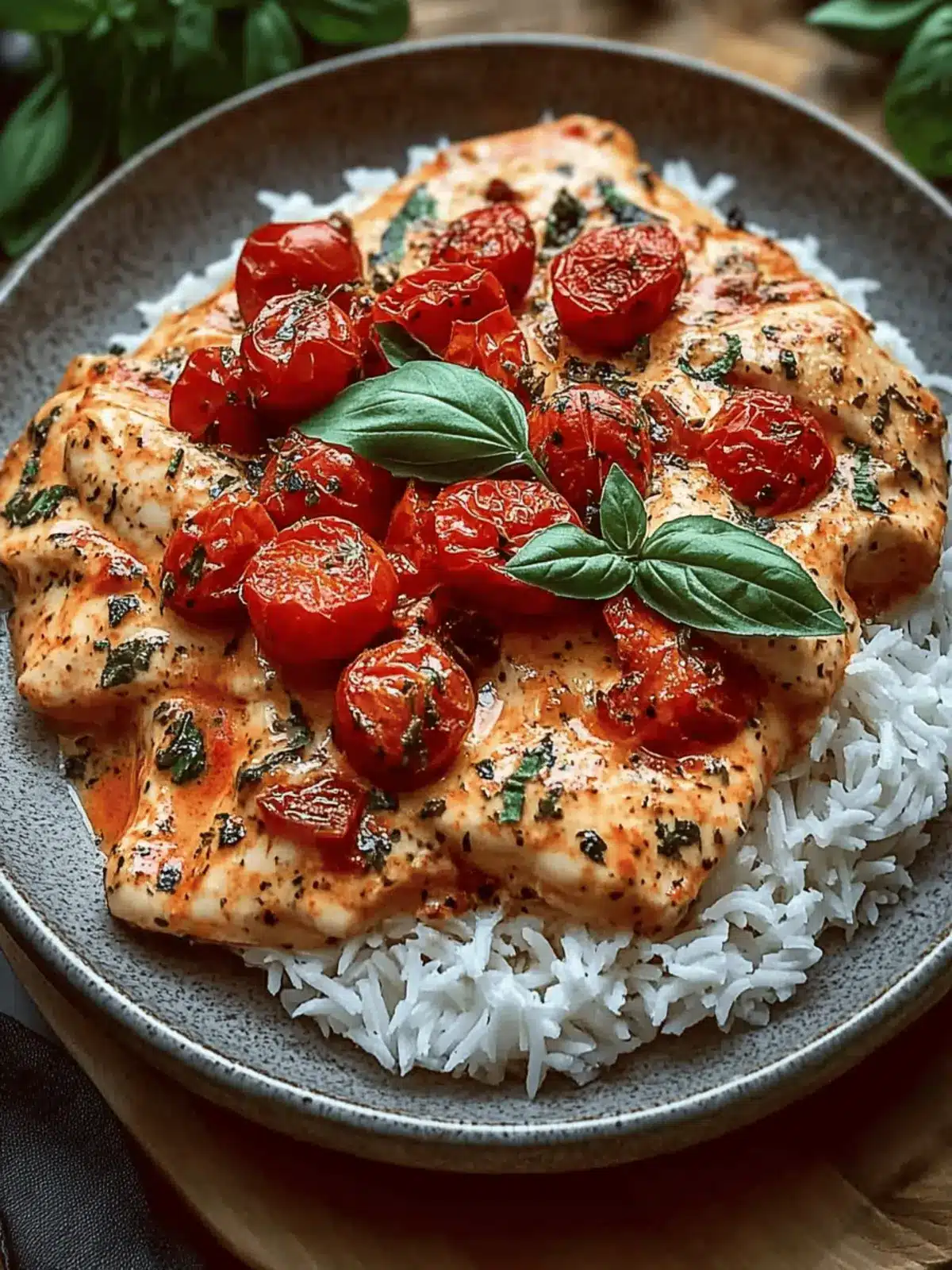 Hähnchen mit Reis Tomaten