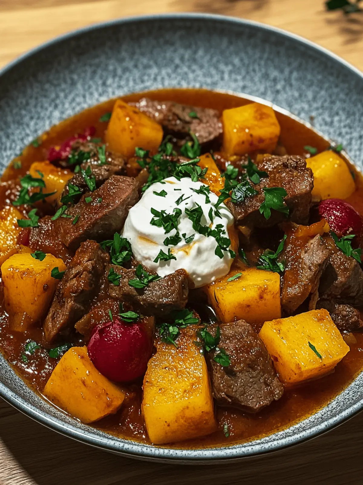 Kürbis mit Fleisch