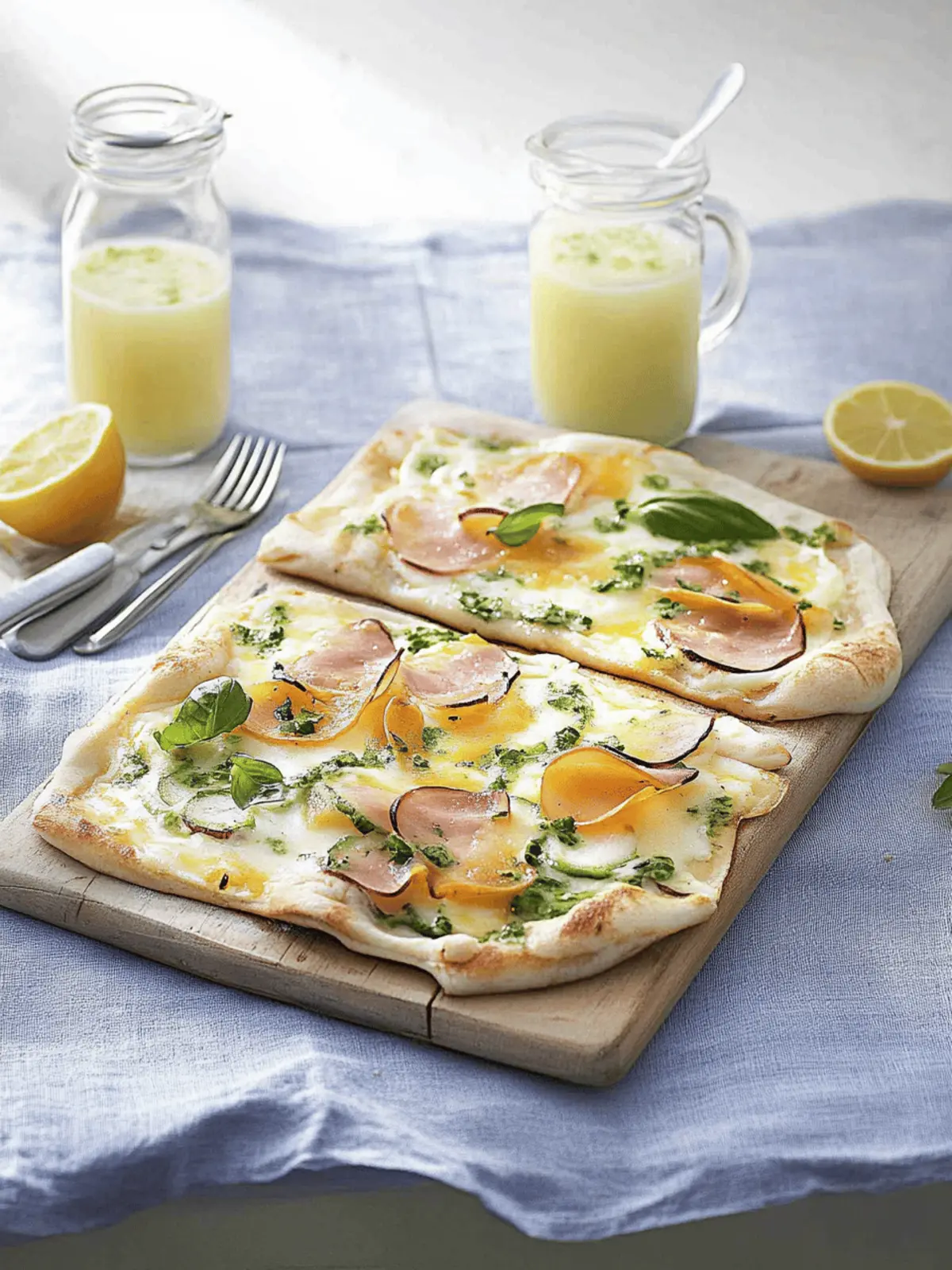 Frühstücks-Tarte Flambée mit Spiegelei und Speck 2 Breakfast Tarte Flambée with Fried Egg