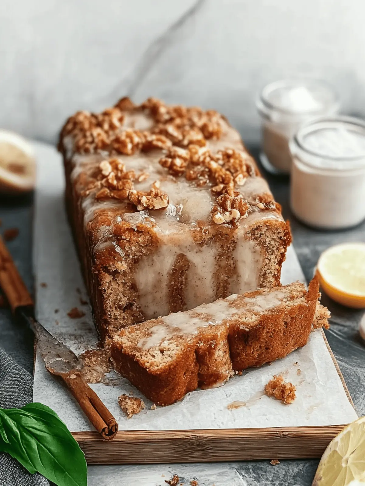 Veganer Zimtstrudel Bananenbrot mit Streuseln