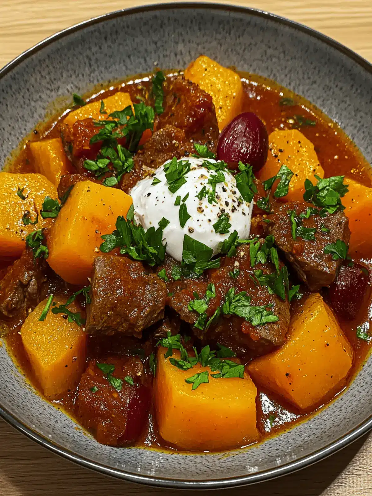 Kürbis mit Fleisch