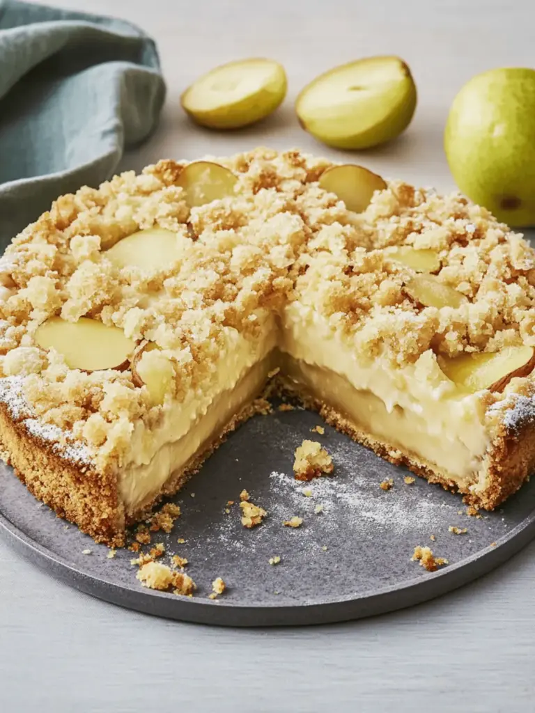 Apple cake with pudding
