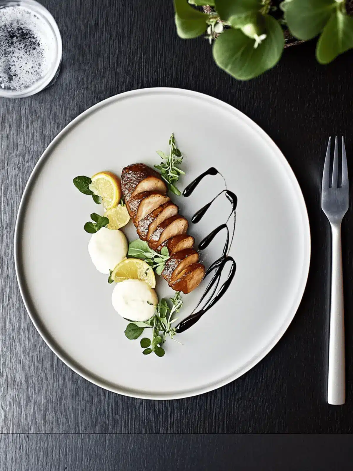 Krosse Ente mit Selleriepüree und Weintraubensalat genießen 3 Krosse Ente mit Selleriepüree und Weintraubensalat