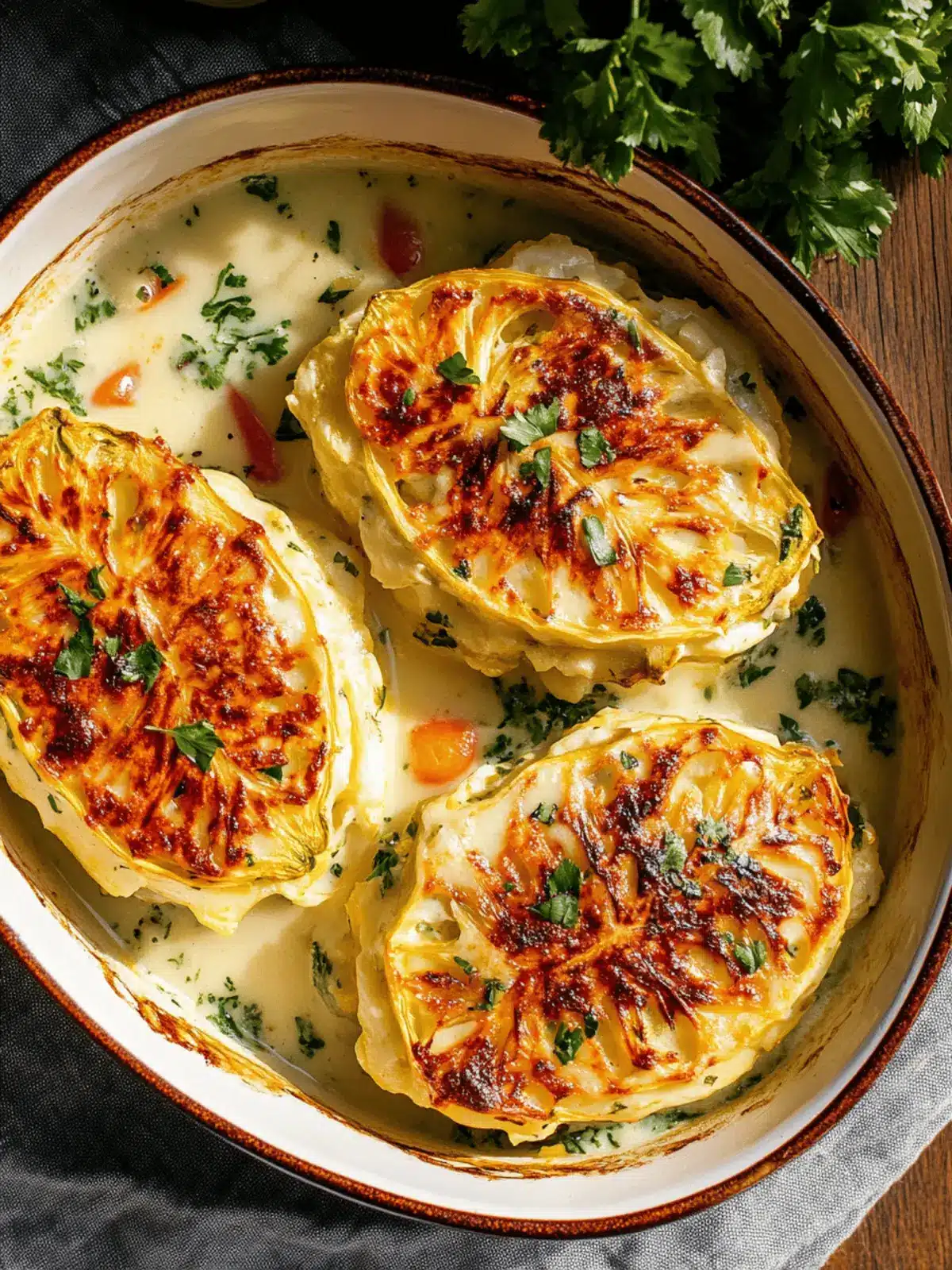 Creamy baked pointed cabbage with Café de Paris crust