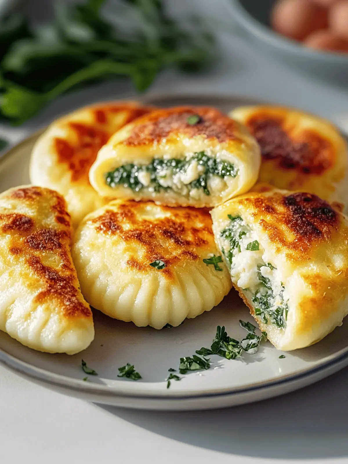 Potato pockets with cream cheese spinach filling