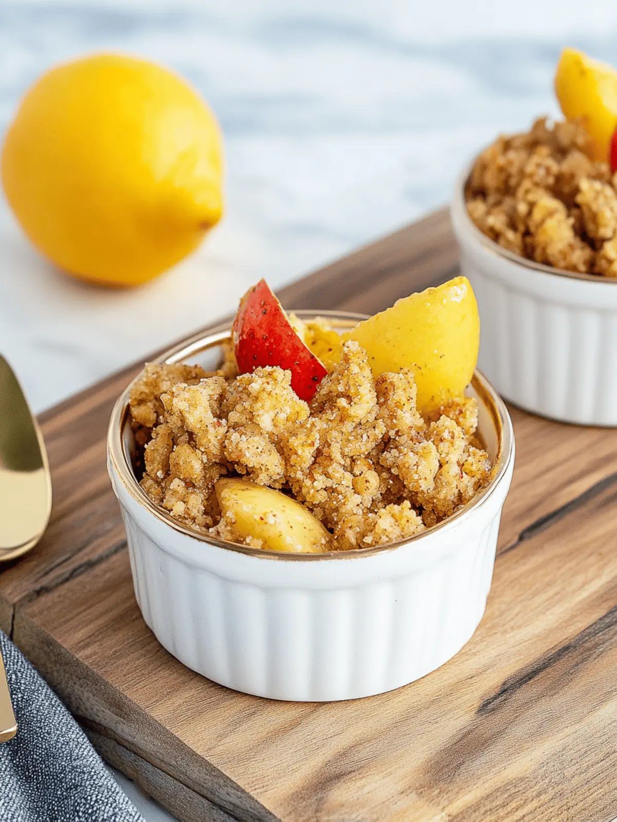 Fruchtiger Quitten-Crumble mit knuspriger Decke 2 Fruchtiger Quitten-Crumble
