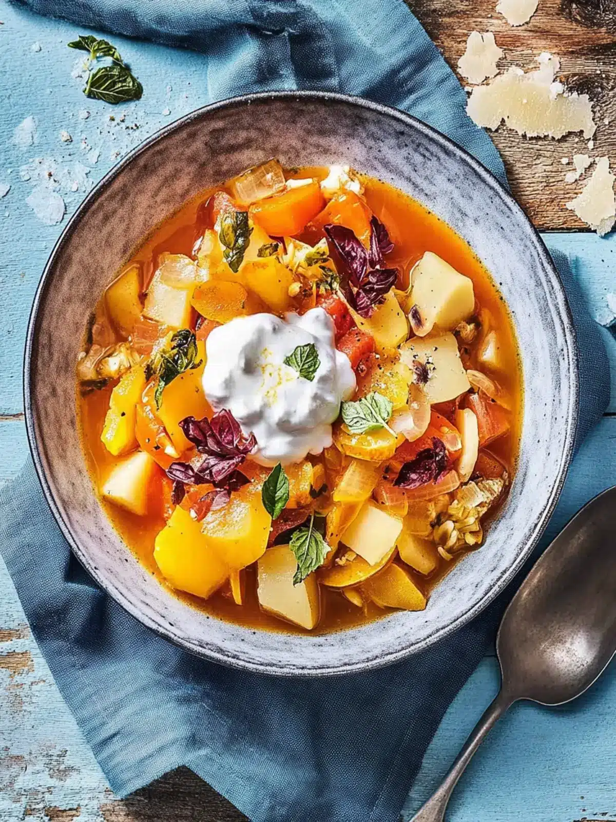 Cremiger Kürbiseintopf mit Mandeln und Spinat 5 Kürbiseintopf