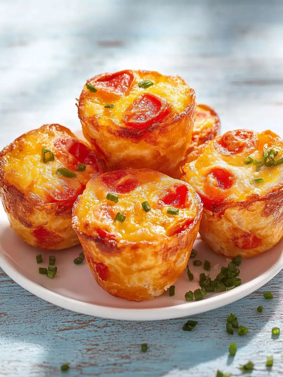 Eiermuffins mit frischem Gemüse und Käse 4 Eiermuffins