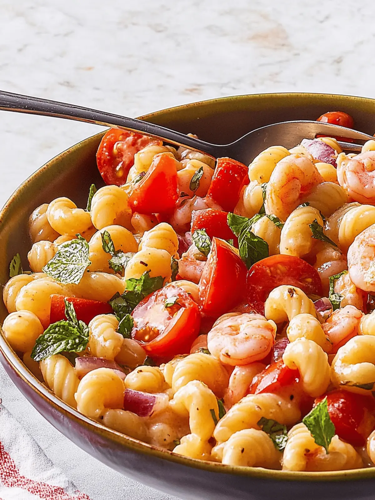 Erfrischender Garnelen Nudelsalat für den Sommer 5 Garnelen Nudelsalat