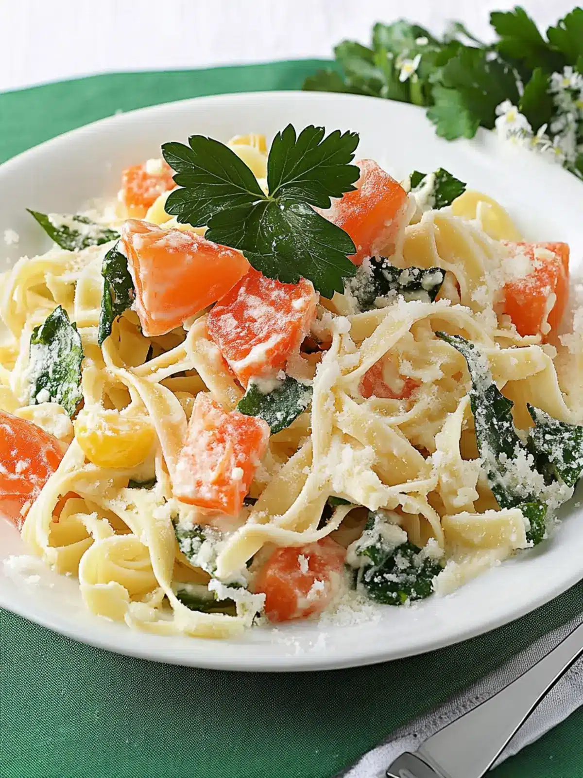 Lachs Pasta mit Spinat schnell und einfach zubereitet 2 Lachs Pasta mit Spinat