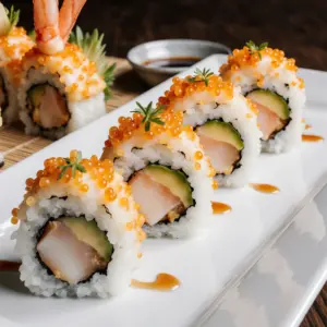 Frische Shrimp-Sushi-Rollen für Zuhause genießen 2 Frische Shrimp-Sushi-Rollen für Zuhause genießen