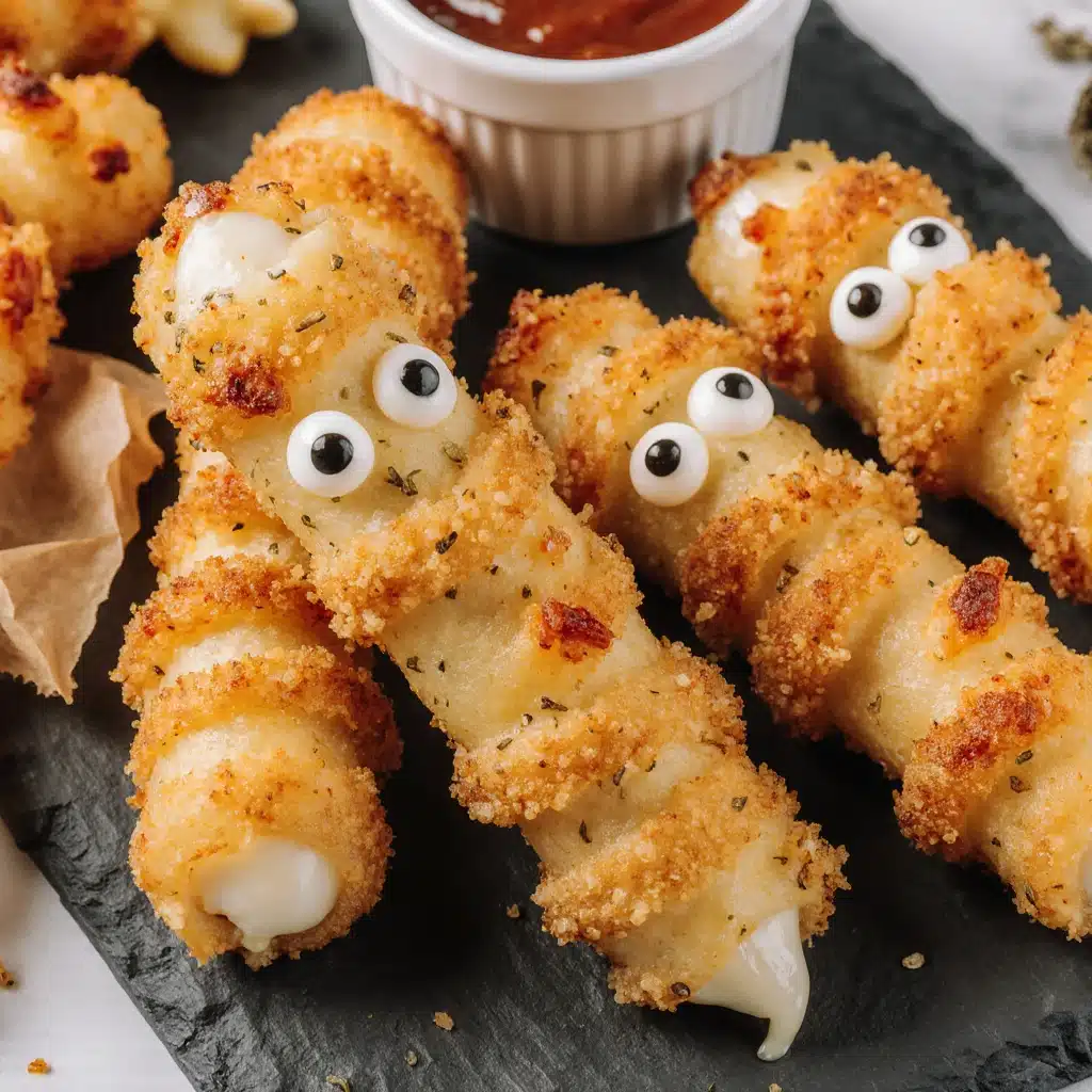 Mumien-Mozzarella-Sticks für gruselige Snacks 3 Mumien-Mozzarella-Sticks für gruselige Snacks
