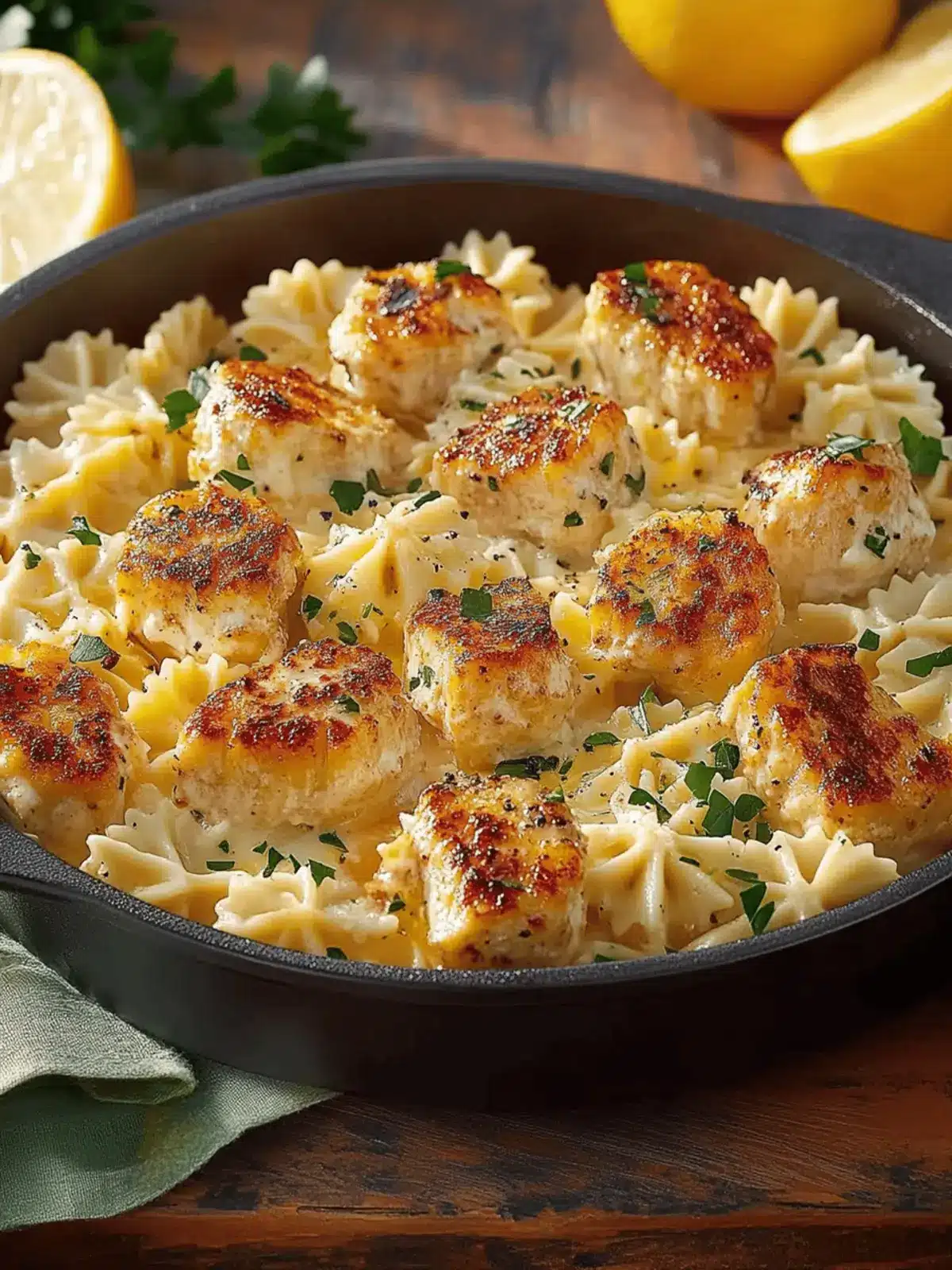 Cremige Hähnchen-Farfalle-Pfanne ganz einfach zubereiten 3 Cremige Hähnchen-Farfalle-Pfanne