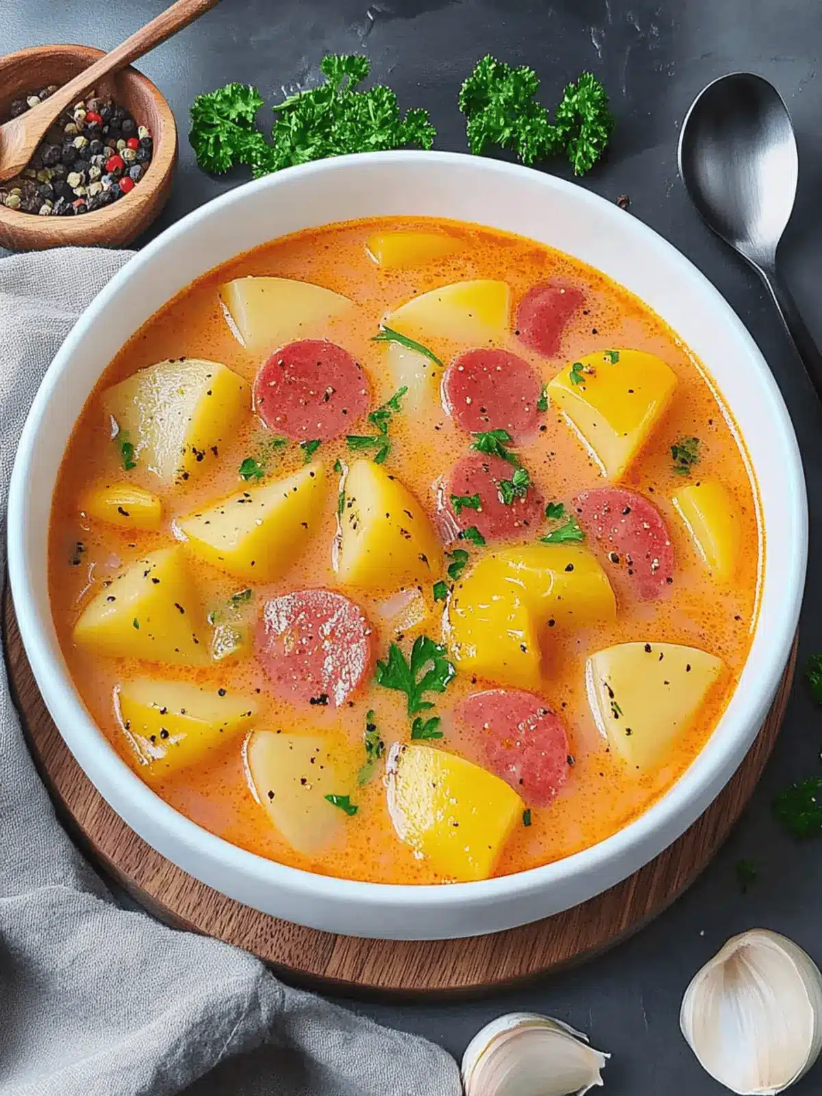 Kartoffelgulasch mit Würstchen für die Seele 4 Kartoffelgulasch mit Würstchen