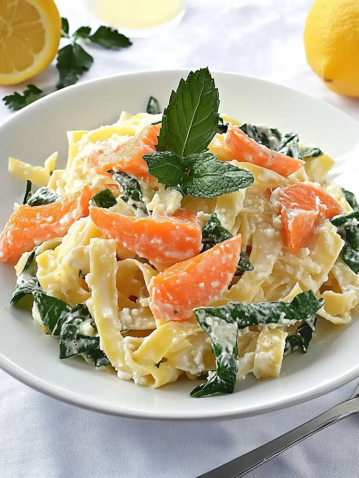 Lachs Pasta mit Spinat schnell und einfach zubereitet 4 Lachs Pasta mit Spinat