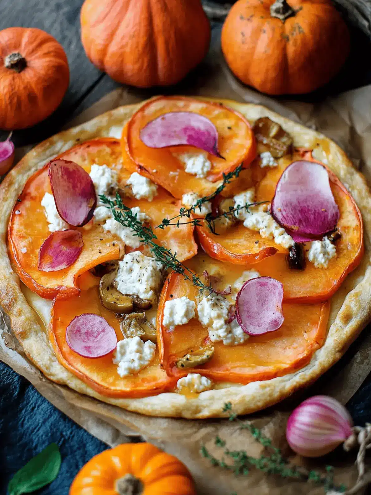 Kürbis-Flammkuchen mit Feta – Einfach und Lecker 4 Kürbis-Flammkuchen mit Feta