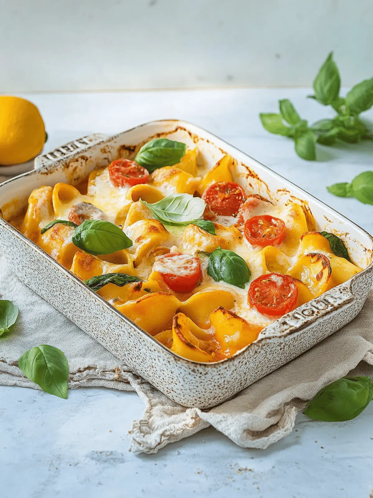 Tortellini casserole mit Tomaten und Mozzarella 4 Tortellini casserole with tomatoes and mozzarella
