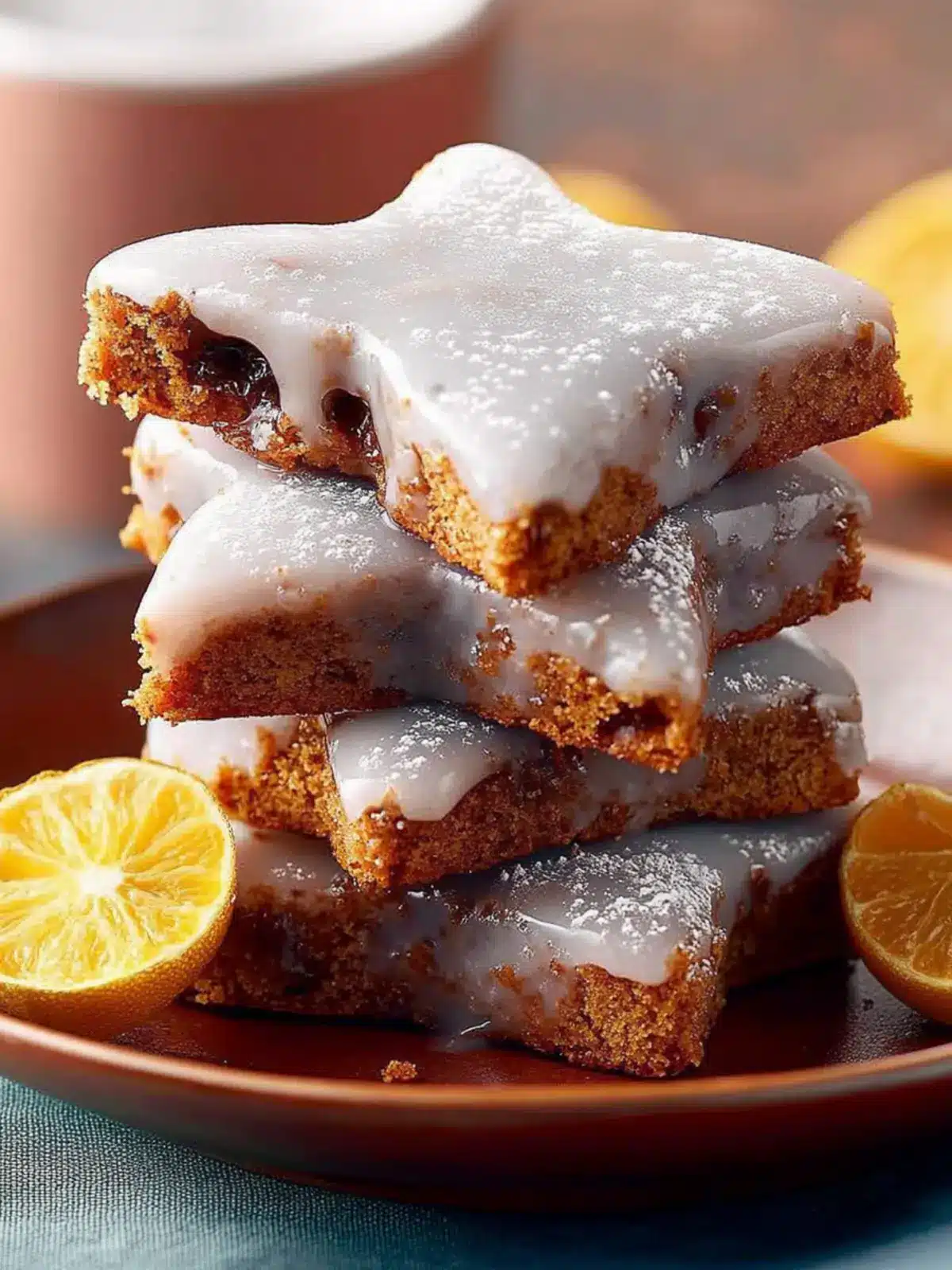 Saftige Gewürz-Sterne mit Zitronenglasur 3 Juicy spice stars with lemon icing