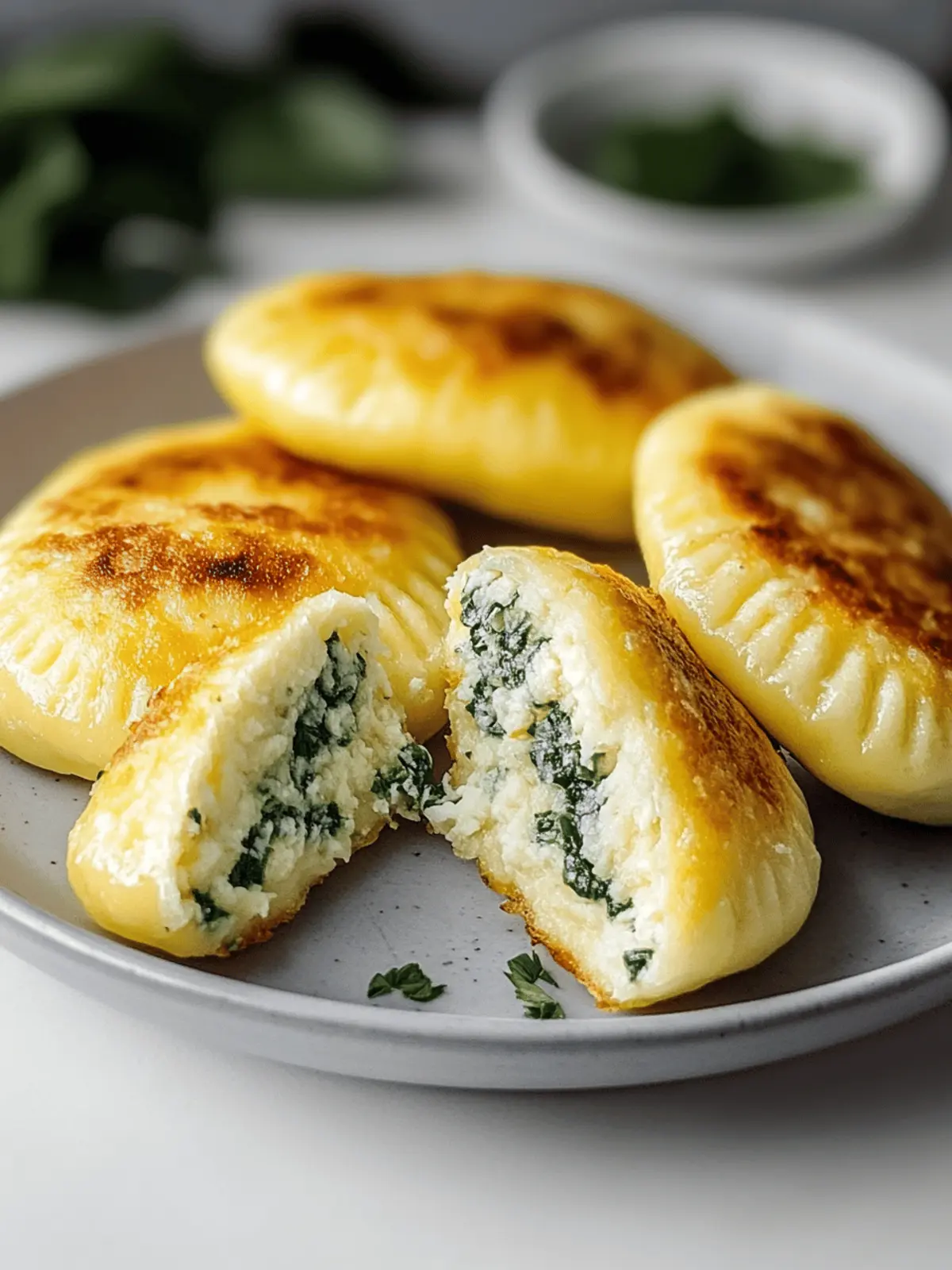Potato pockets with cream cheese spinach filling