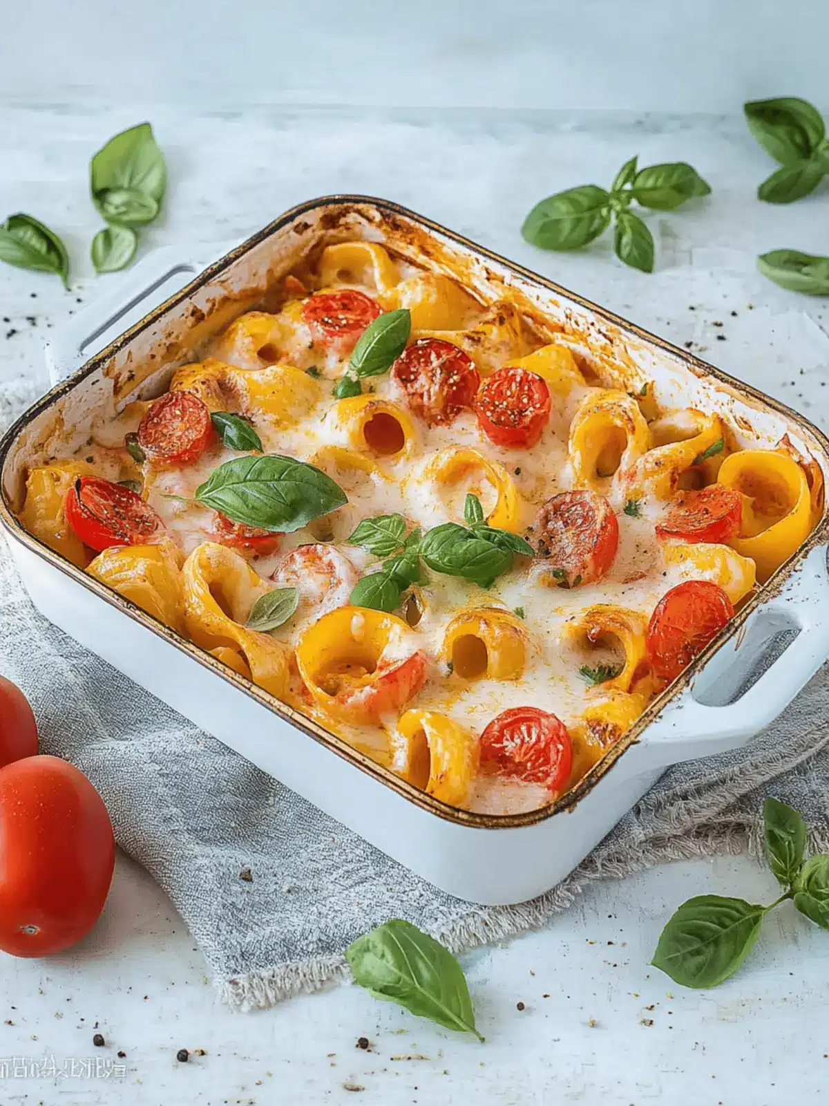 Tortellini casserole mit Tomaten und Mozzarella 3 Tortellini casserole with tomatoes and mozzarella