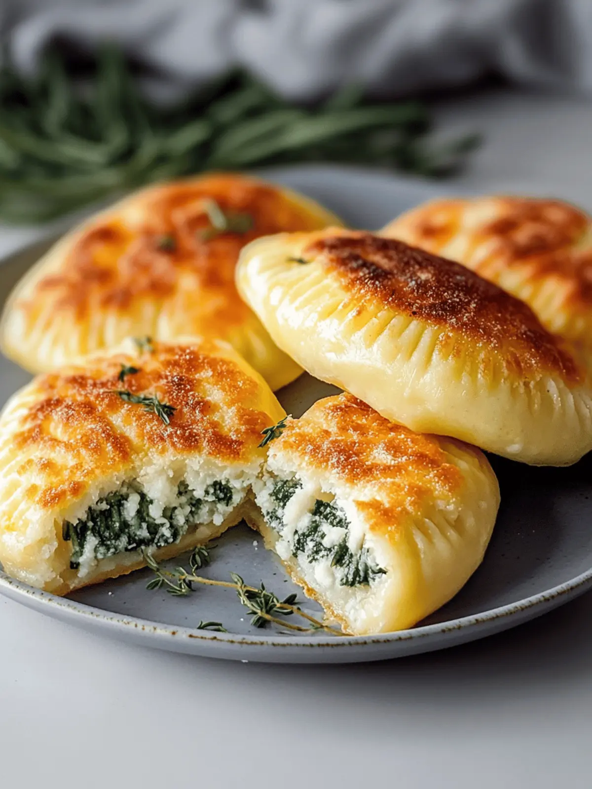 Potato pockets with cream cheese spinach filling