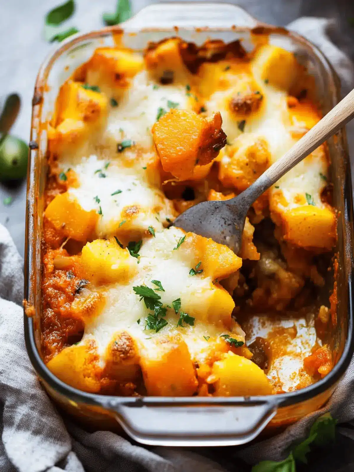 Butternut squash casserole with gnocchi