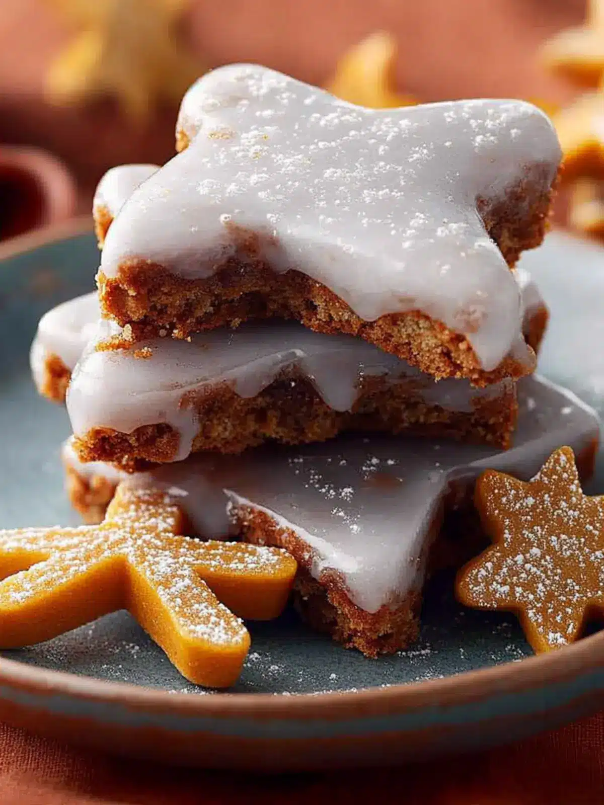 Saftige Gewürz-Sterne mit Zitronenglasur 5 Juicy spice stars with lemon icing