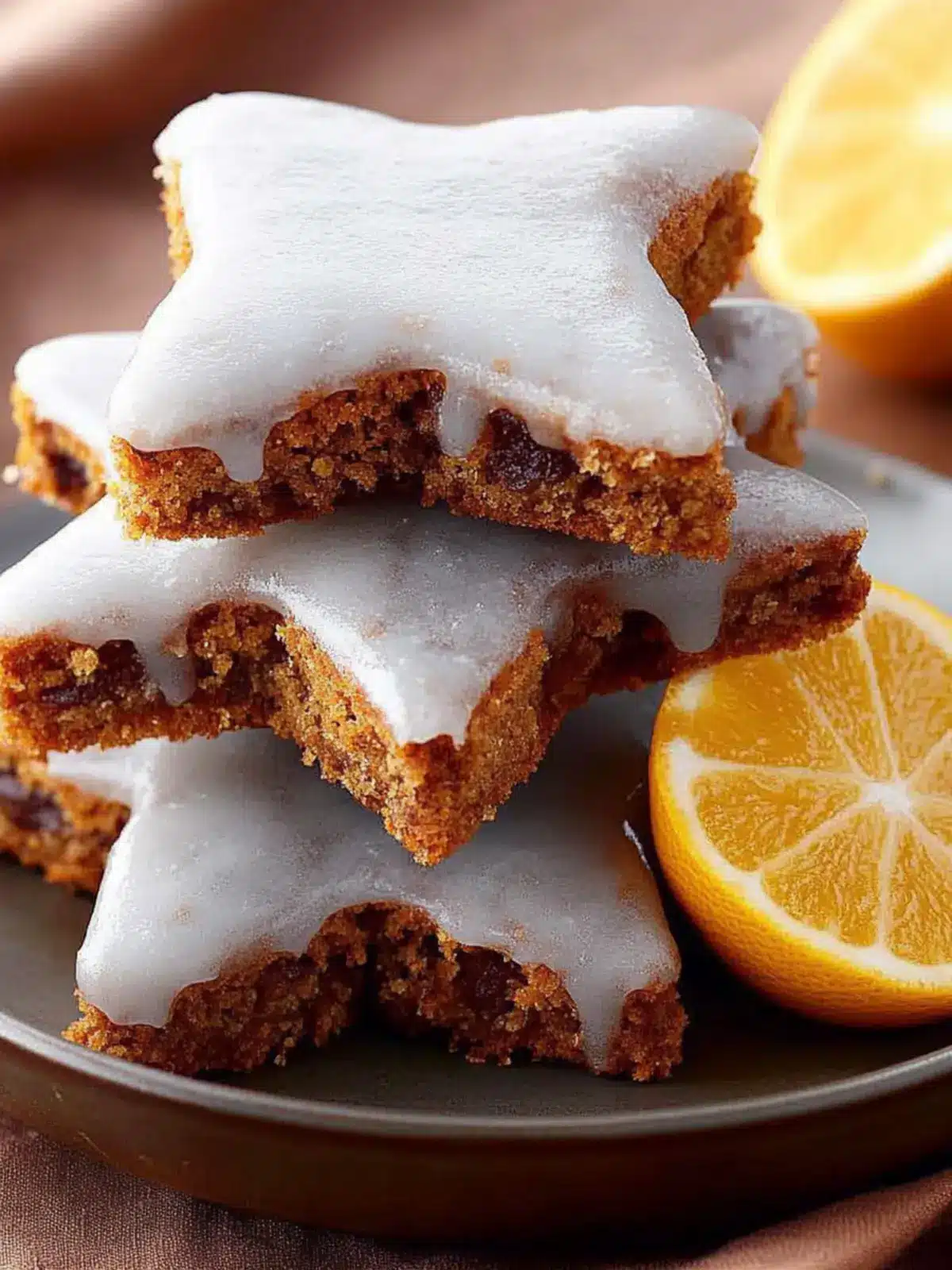 Saftige Gewürz-Sterne mit Zitronenglasur 2 Juicy spice stars with lemon icing