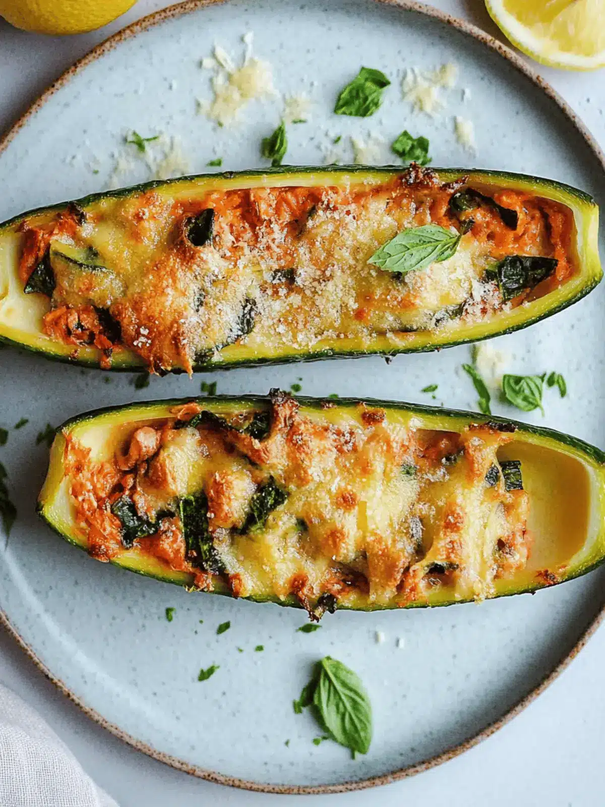 Gefüllte Zucchinis mit Couscous und Feta für jeden Tag 4 Gefüllte Zucchinis mit Couscous und Feta