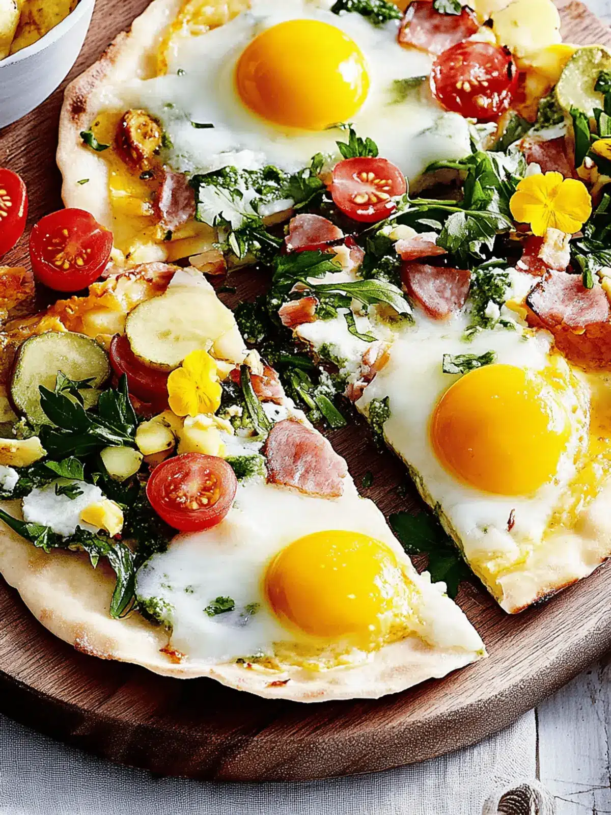 Frühstück Flammkuchen mit Spiegelei zaubern 2 Breakfast Flammkuchen with fried egg