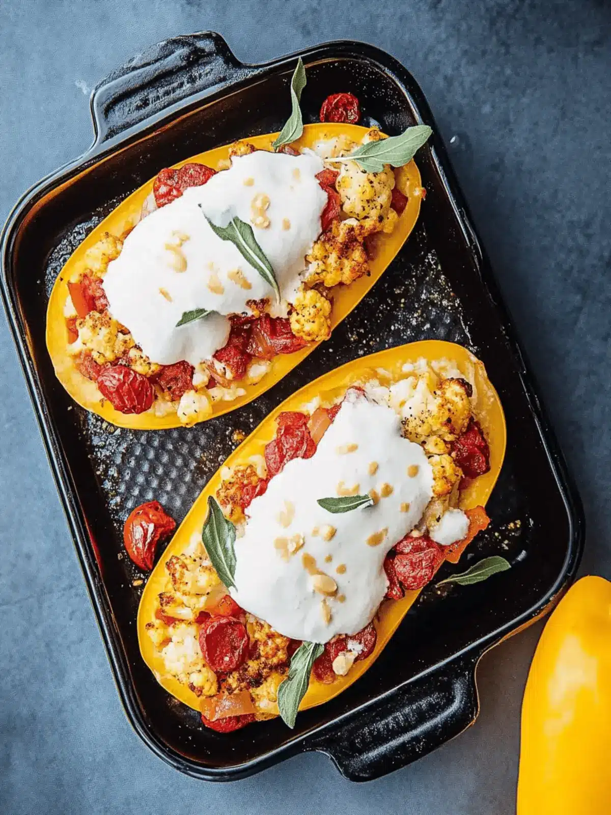 Cremige gefüllte Spaghettikürbis - Gesund und lecker 2 Cremige gefüllte Spaghettikürbis