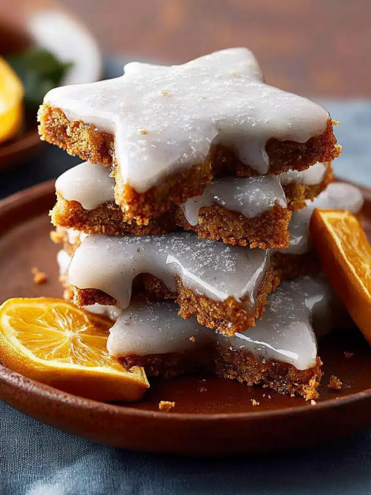 Saftige Gewürz-Sterne mit Zitronenglasur 4 Juicy spice stars with lemon icing