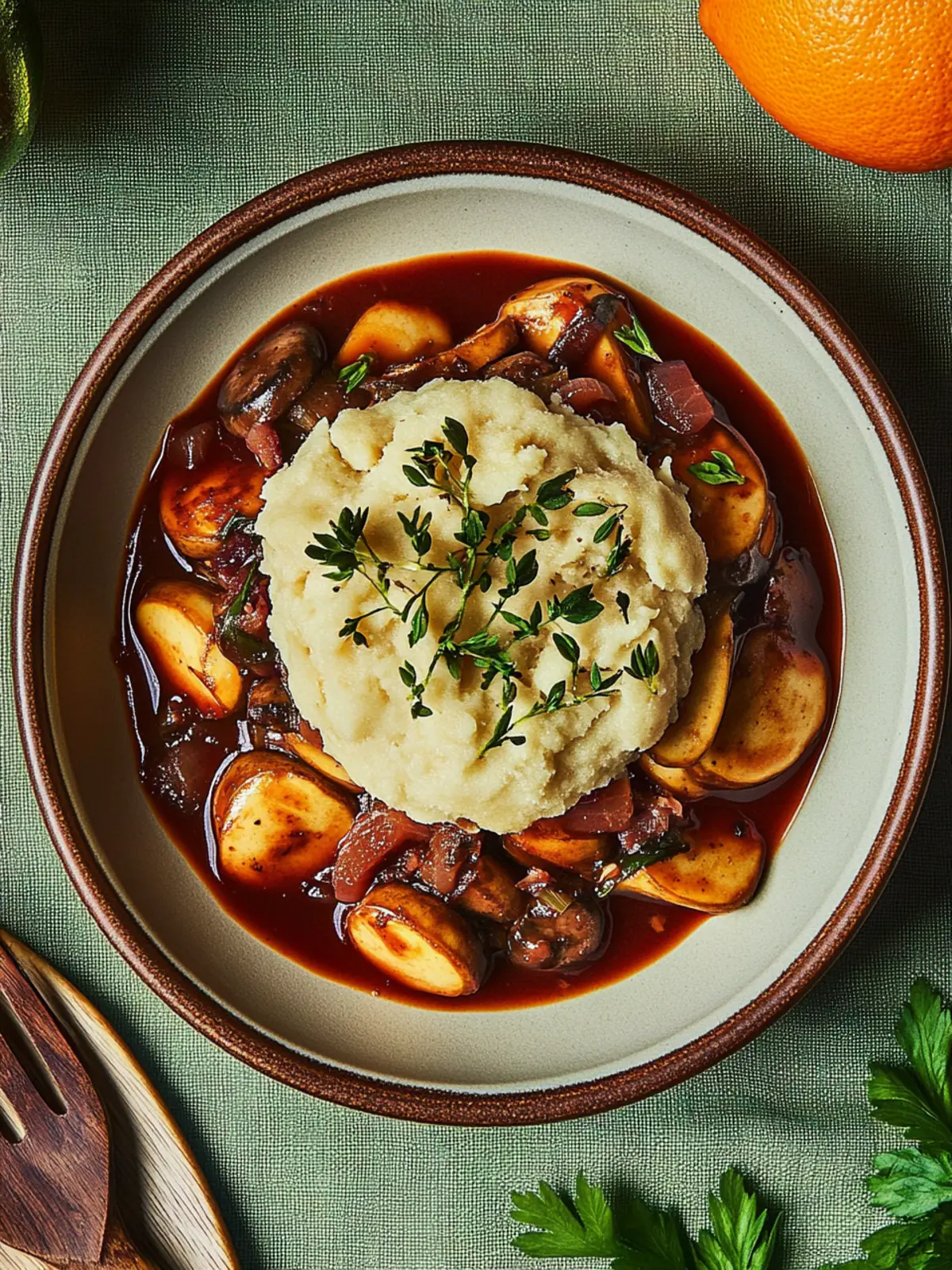 Veganer Gulasch mit Pilzen und Semmelknödeln genießen 3 Veganer Gulasch mit Pilzen und Semmelknödeln