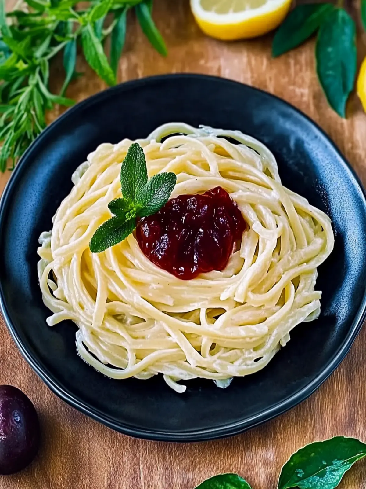 Brie-Pasta mit Preiselbeer-Kompott in 30 Minuten 2 Brie-Pasta-Preiselbeeren-Kompott