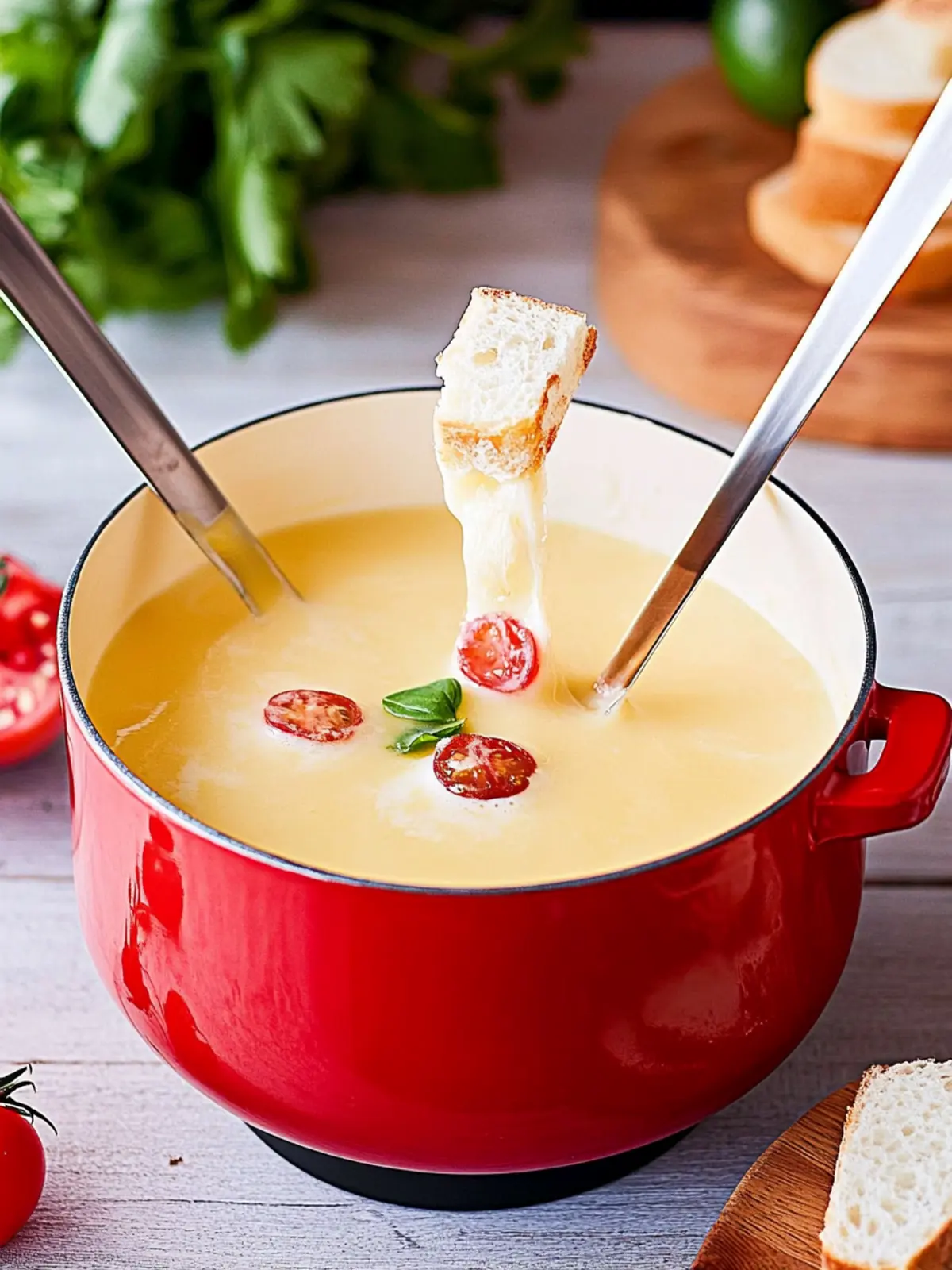 Käsefondue mit Schnittlauch für geselliges Beisammensein 2 Käsefondue mit Schnittlauch