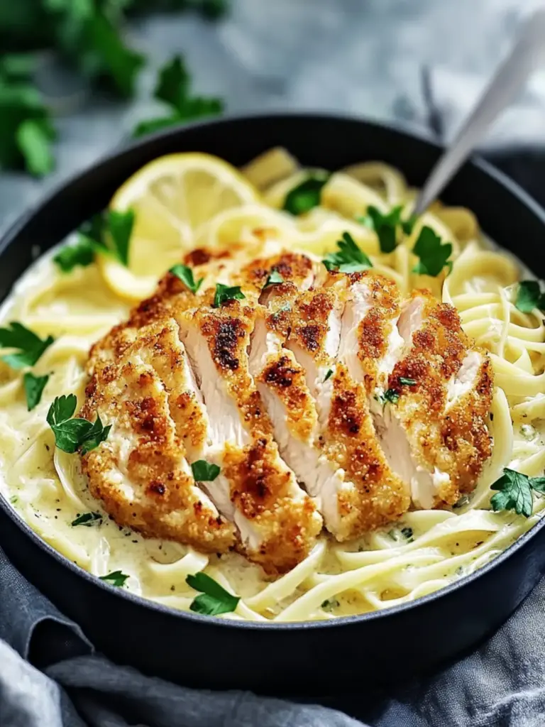 Knuspriges Hähnchen Fettuccine Alfredo