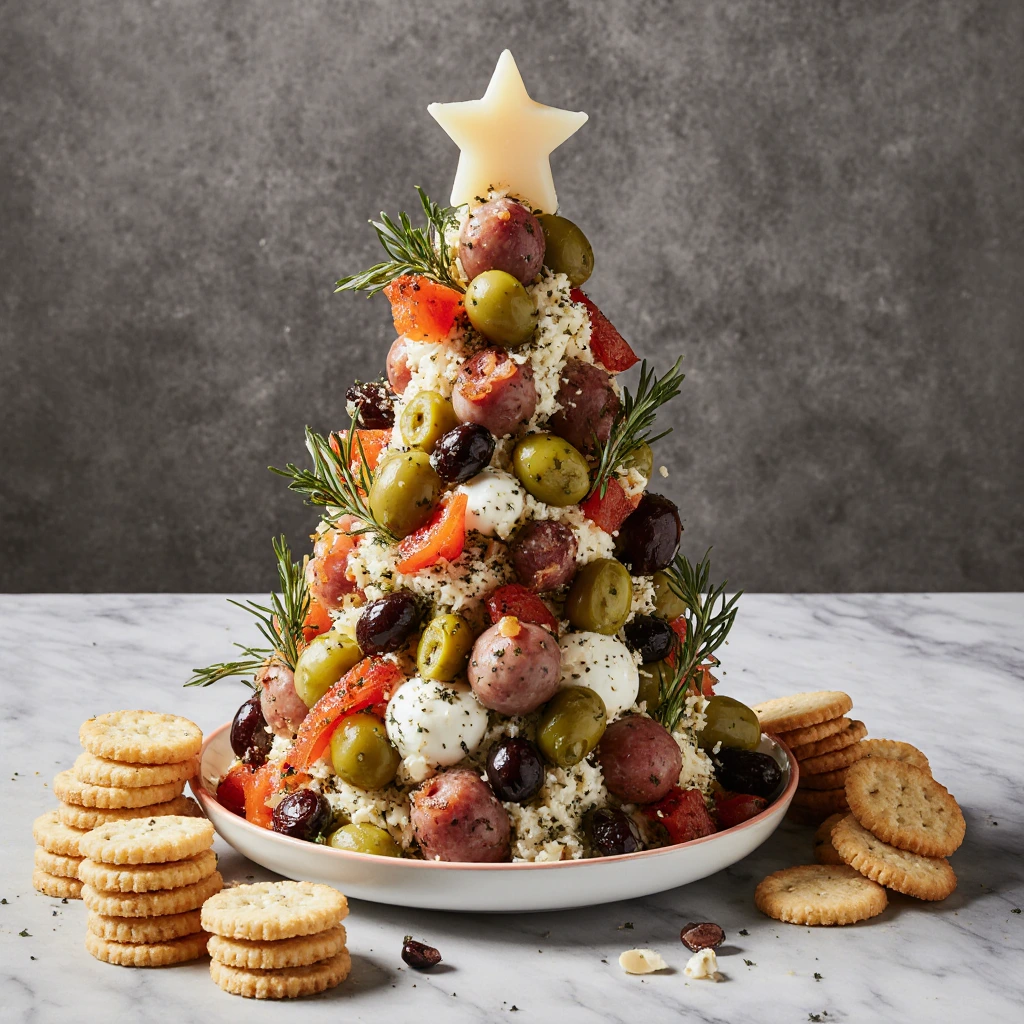 Antipasto Weihnachtsbaum Käsebällchen für Feste 3 Antipasto Weihnachtsbaum Käsebällchen für Feste