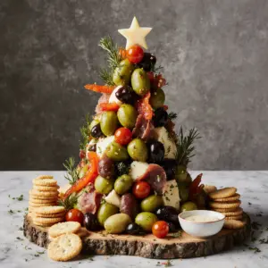 Antipasto Weihnachtsbaum Käsebällchen für Feste 2 Antipasto Weihnachtsbaum Käsebällchen für Feste
